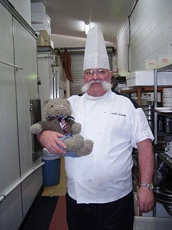 Woop Woop Bear with Head Chef at Bojangles Alice Springs Australia